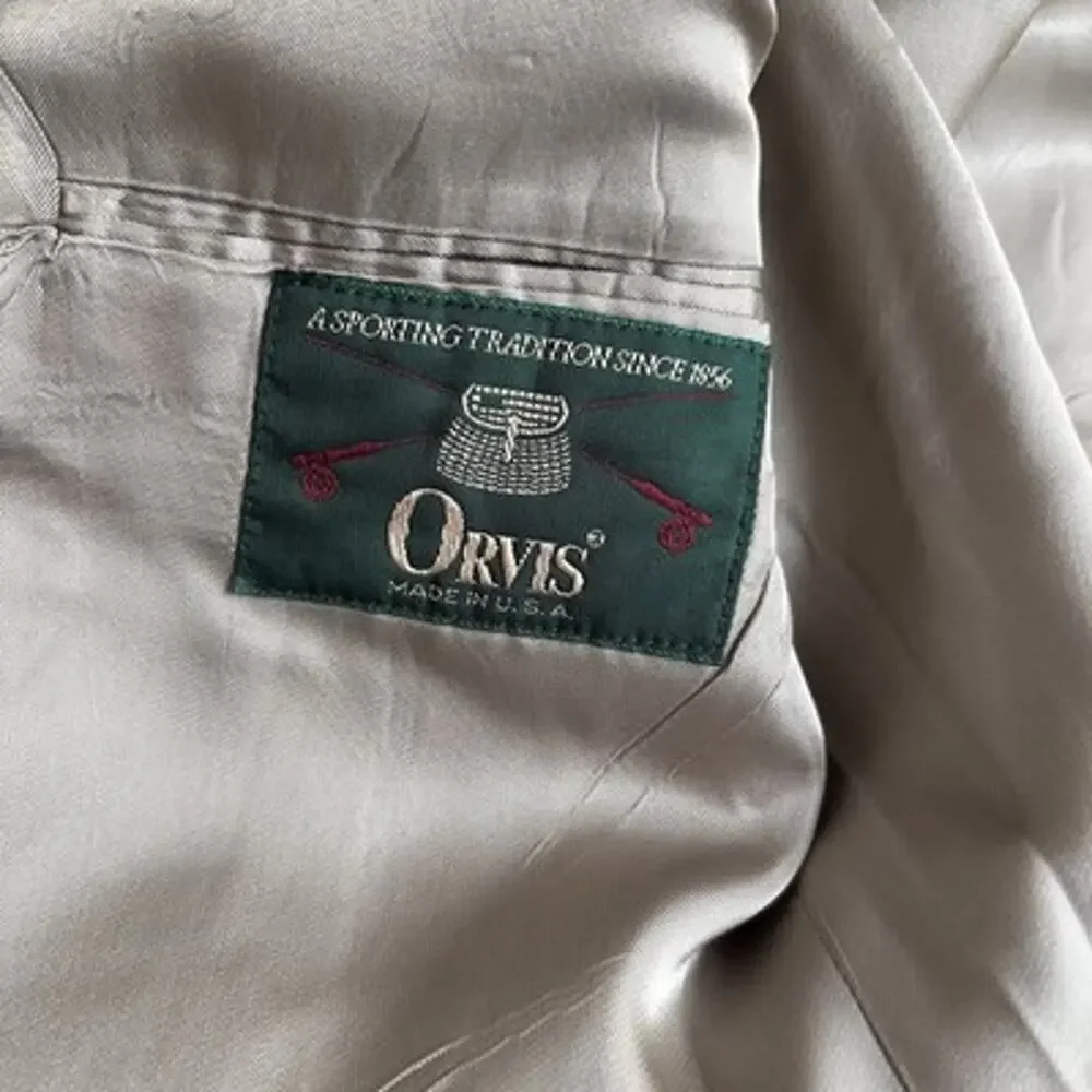 Vintage 90s Orvis Blazer Mens 46L Tan Sport Jacket Coat Material Unknown